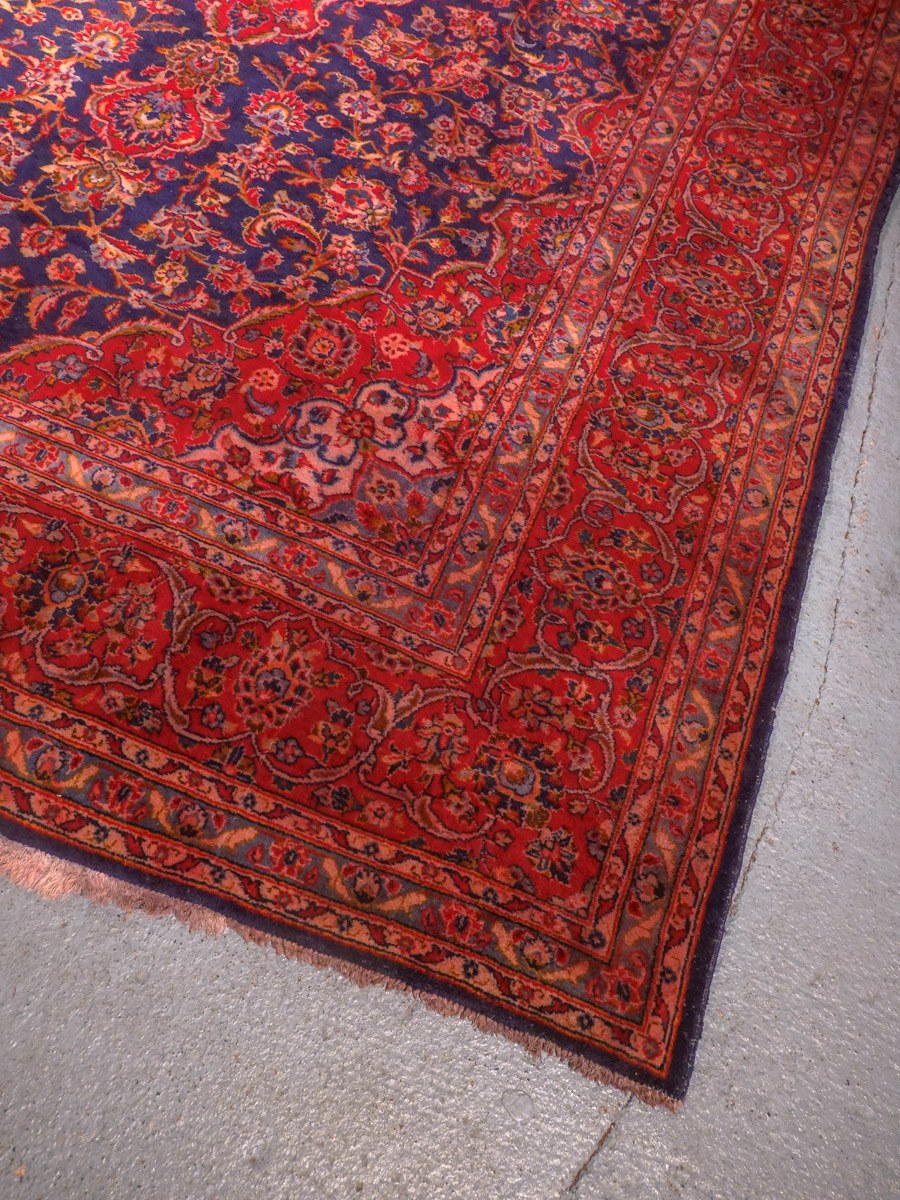 Punainen käsinsolmittu Keshan-villamatto, 355 × 239 cm