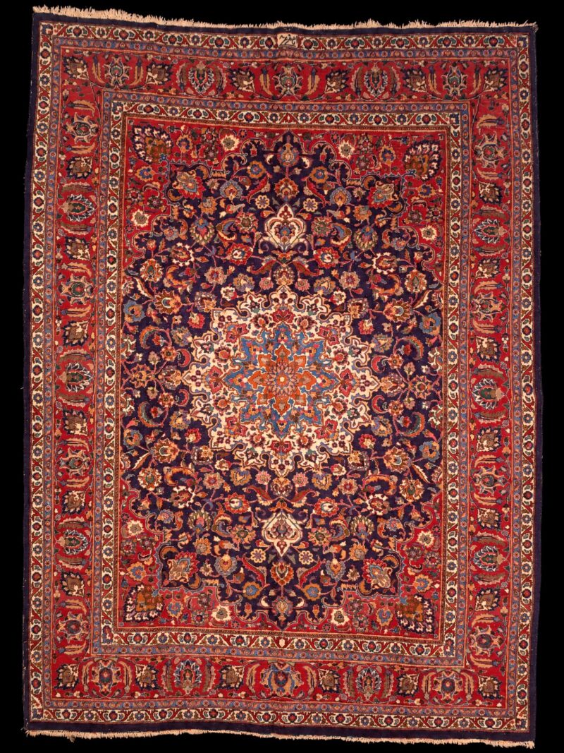 Punainen käsinsolmittu Meshed-villamatto, 336 × 244 cm