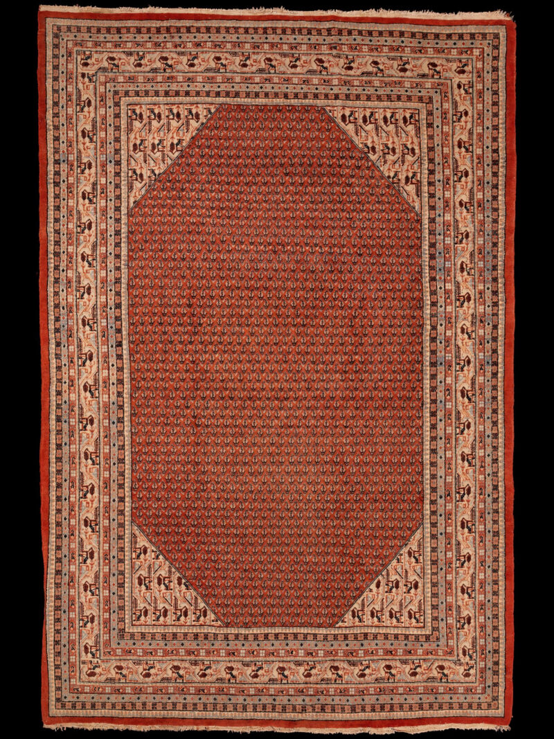Punainen käsinsolmittu Sarouk Mir-villamatto, 280 × 183 cm