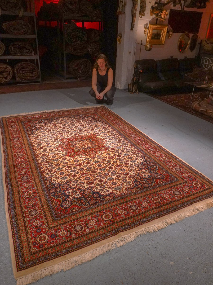 Maanläheinen käsinsolmittu Tabriz-villamatto, 304 × 204 cm