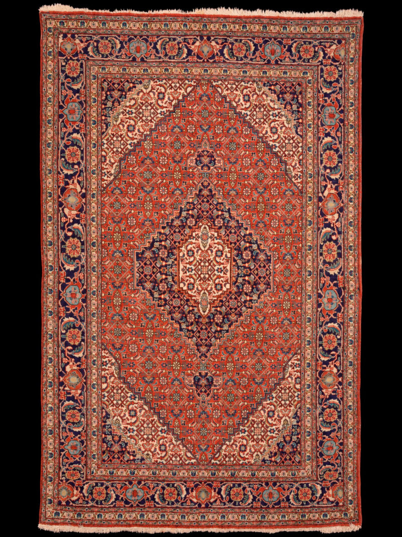 Punainen käsinsolmittu Tabriz-villamatto, 318 × 194 cm