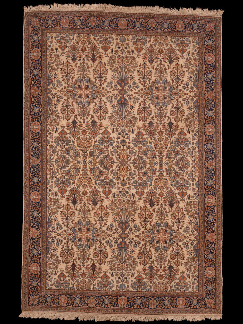 Vaalea käsinsolmittu Tabriz-villamatto, 332 × 212 cm