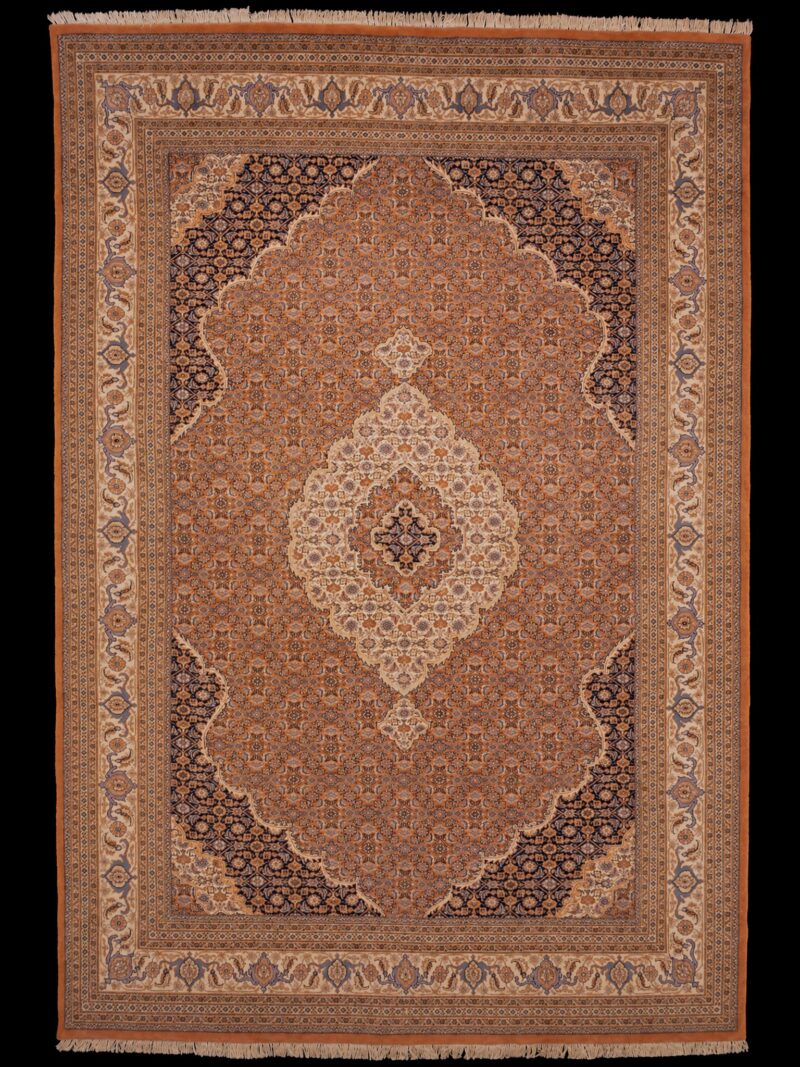 Maanläheinen käsinsolmittu Tabriz-villamatto, 344 × 235 cm
