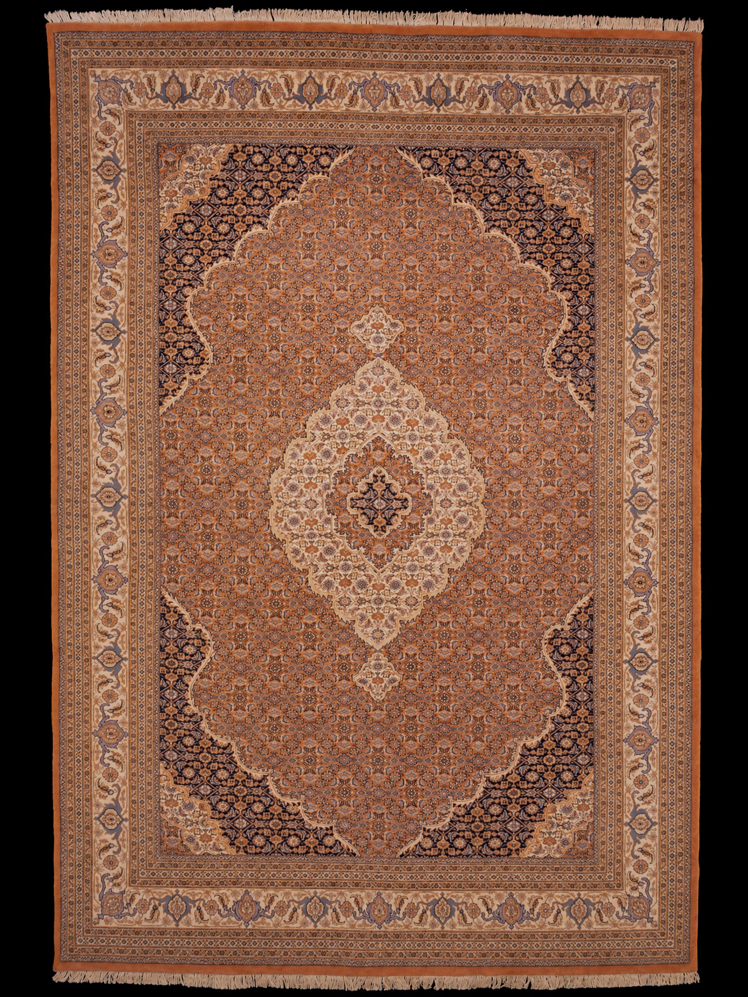 Maanläheinen käsinsolmittu Tabriz-villamatto, 344 × 235 cm